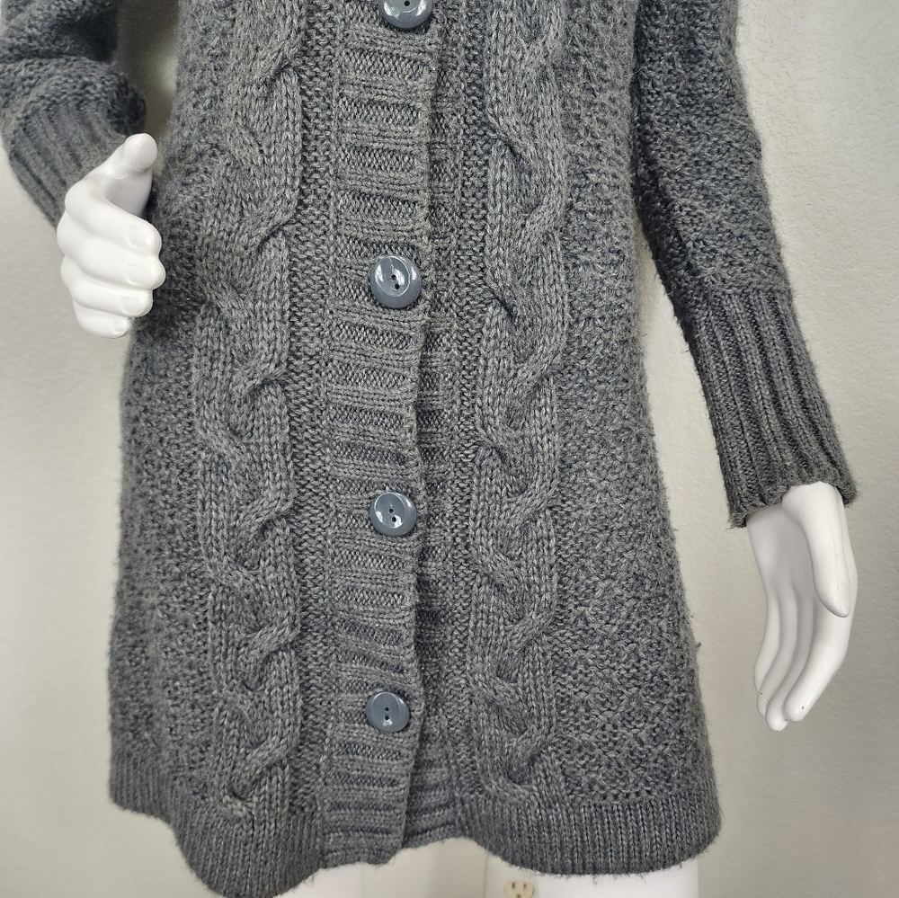 Cocogio Italian Gray Wool‎ Boho Long Cardigan Size S - Picture 14 of 15